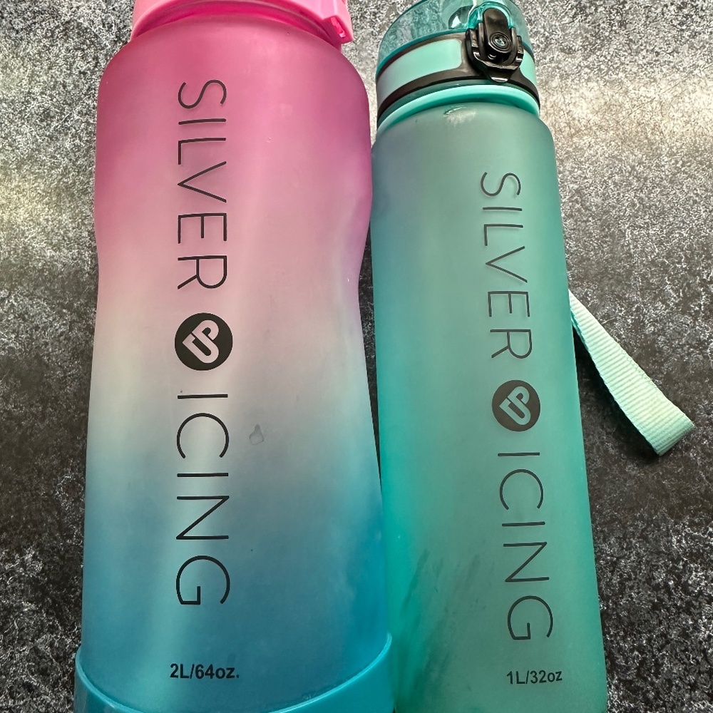 2 Silver Icing Water Bottles